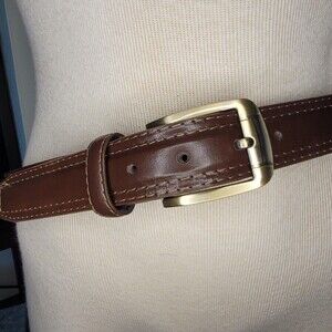 Gold Coast Men's Dress Belt Brown Leather Silver Buckle 41 in. Length